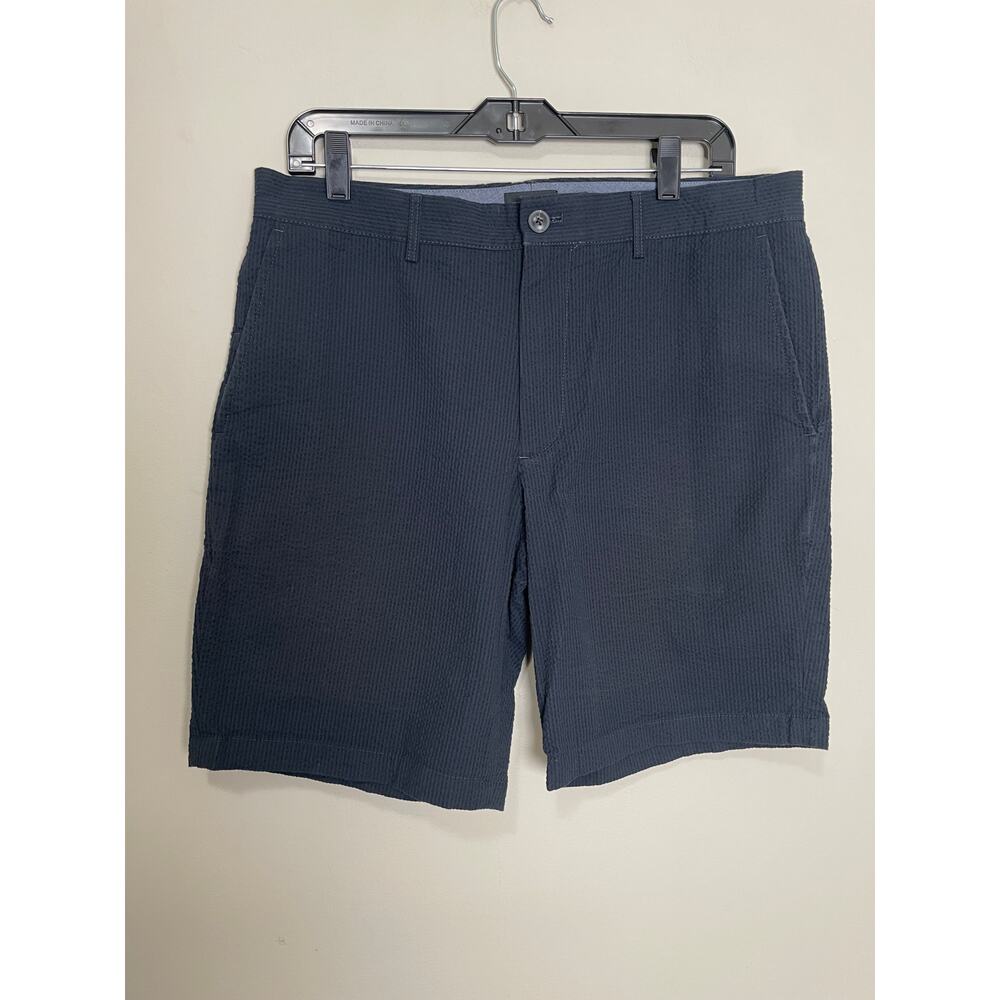 Club Monaco Seer Sucker Maddox Fit Men's Shorts Flat Front Blue 33